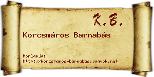 Korcsmáros Barnabás névjegykártya