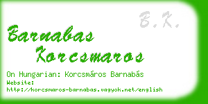 barnabas korcsmaros business card