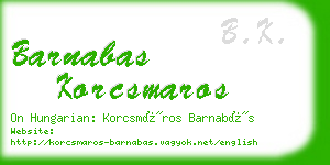 barnabas korcsmaros business card